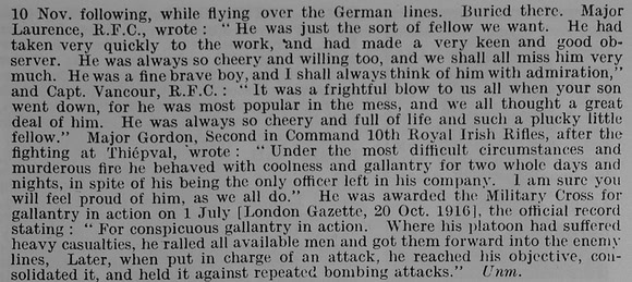 Bennet T M Lt MC Royal Flying Corps Part 2
