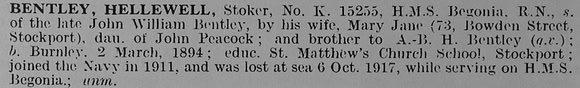 Bentley H Stoker K15255 HMS Bergonia Royal Navy