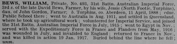 Bews W Pte 493 31st Australian Imperial Force