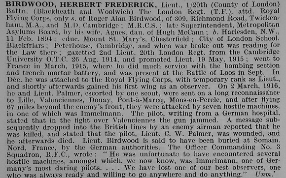 Birdwood H F Lt Royal Flying Corps