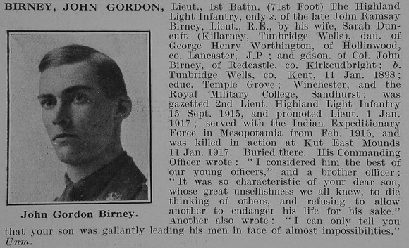 Birney J G Lt 1st Highland Light Infantry Obit De Ruvignys Roll Of Honour Vol 3