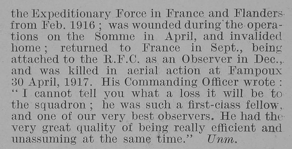 Bonner A Lt Royal Flying Corps Obit Part 2 De Ruvignys Roll Of Honour Vol 3