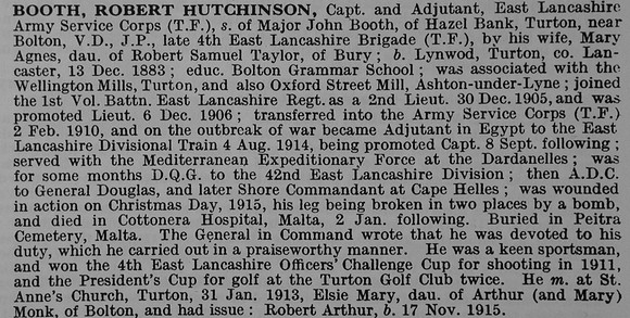 Booth R H Captain Army Service Corps