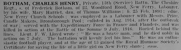 Botham C H Pte W/539 13th Cheshire Regiment