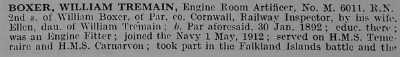 Boxer W T Engine Room Artificer M6011 Royal Navy Obit Part 1
