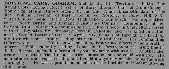 Bristowe-Care G 2nd Lt 4th Royal Scots