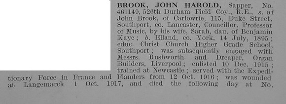 Brook J H Sapper Royal Engineers Obit Part 1 De Ruvignys Roll Of Honour Vol 3