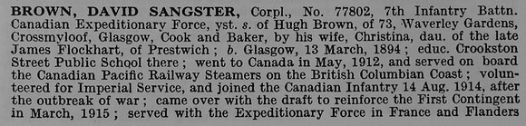 Brown D S Cpl 77802 7th Canadian Infantry Part 1