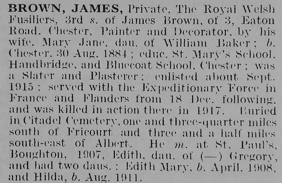 Brown J Pte Royal Welsh Fusiliers