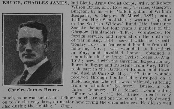 Bruce C J 2nd Lt Army Cyclist Corps Obit De Ruvignys Roll Of Honour Vol 3
