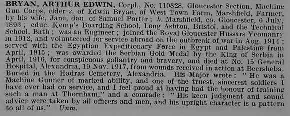 Bryan A E Cpl 110828 Machine Gun Corps