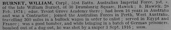 Burnet W Cpl 51st Australian Imperial Force
