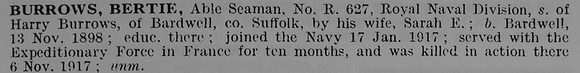 Burrows B AB R/627 Anson Bn RN Div Royal Naval Volunteer  Reserve