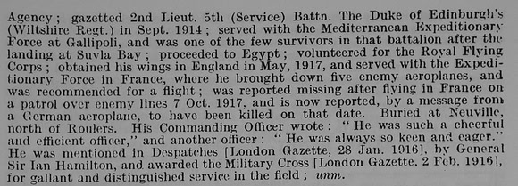 Bush J C Lt MC Royal Flying Corps Part 1