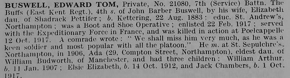 Buswell E T Pte 21080 7th East Kent Regiment