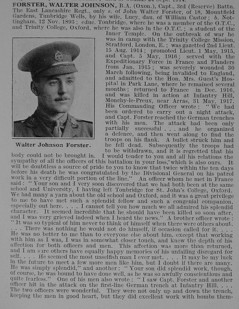 Forster W J Captain 3rd East Lancs Regiment Obit Part 1 De Ruvignys Roll Of Honour Vol 3