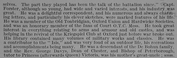 Forster W J Captain 3rd East Lancs Regiment Obit Part 2 De Ruvignys Roll Of Honour Vol 3