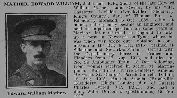 Mather E W 2nd Lt Royal Engineers Obit De Ruvignys Roll Of Honour Vol 2
