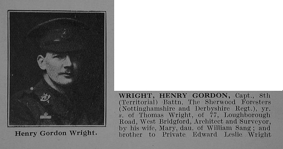 Wright H G Captain 8th Notts & Derby Regiment Obit Part 1 De Ruvignys Roll Of Honour Vol 3