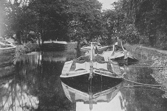 Barges On The Wey Near Weybridge Surrey 1940s