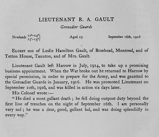 Gault R A Lt Grenadier Guards Obit