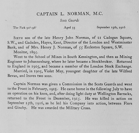 Norman L Captain MC Scots Guards Obit