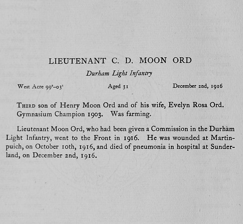 Ord C D M Lt Durham Light Infantry Obit