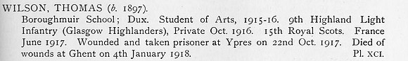 Wilson T Pte 9th Highland Light Infantry Obit