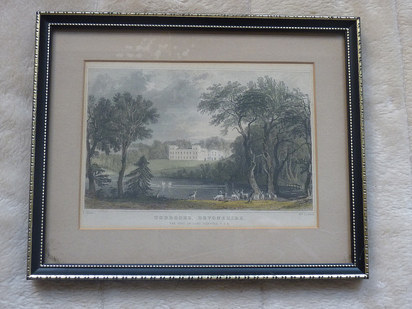 Framed Antique Print Ugbrooke Chudleigh Devonshire 9x7 Inches