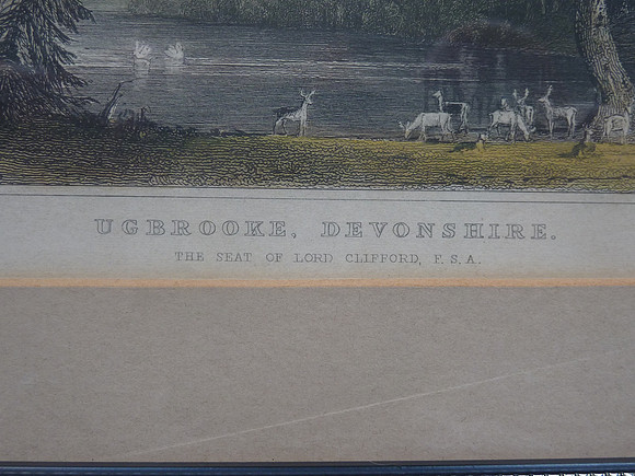 Framed Antique Print Ugbrooke Chudleigh Devonshire 9x7 Inches