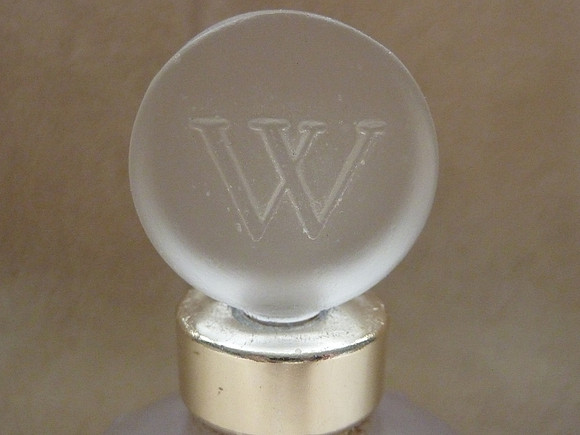 Vintage French Glass Perfume Bottle With Letter W On Stopper