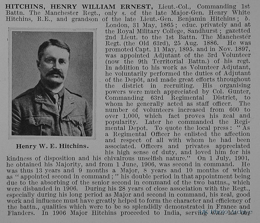 Hitchins H W E Lt Col 1st Manchester Regiment Obit Part 1