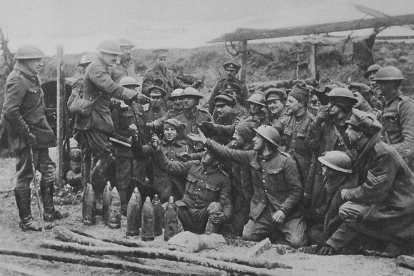 Cigarettes Being Distributed To Soldiers On The Western Front