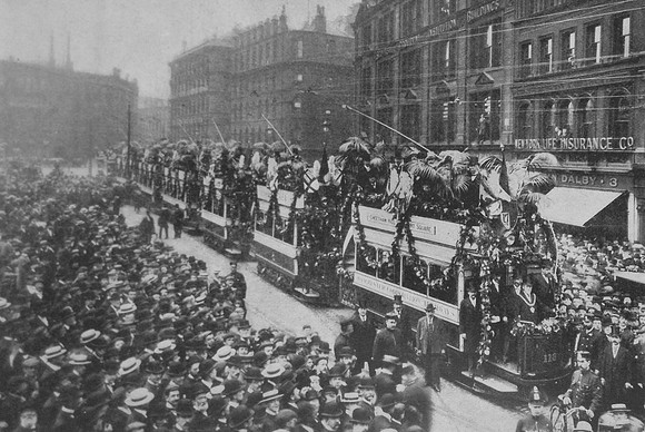 The Formal Starting Of The Corporation Electric Cars At Manchester On 6th Jun 1901