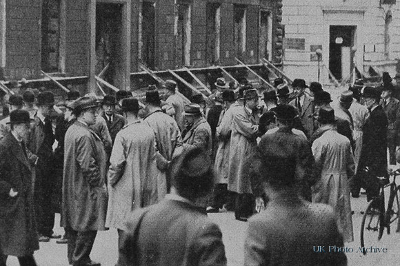 Liverpool Men Bombed Out Of Their Offices Continued To Transact Business In The Street