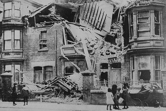 A House In Cleveland Road Hartlepool Wrecked By Shells