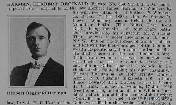 Harman H R Pte 669 9th Australian Imperial Force Obit
