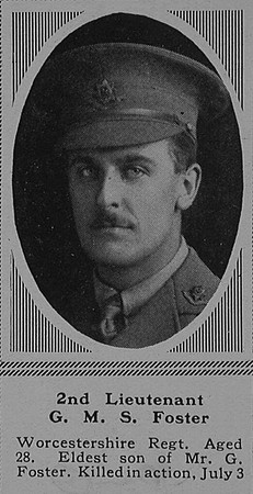 Foster G M S 2nd Lt 10th Worcestershire Regiment