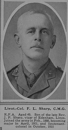 Sharp F L Lt Col CMG Royal Field Artillery The Sphere 7th Oct 1916
