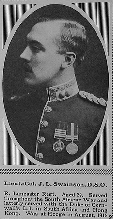 Swainson J L Lt Col DSO 6th Duke of Cornwall's Light Infantry The Sphere 7th Oct 1916