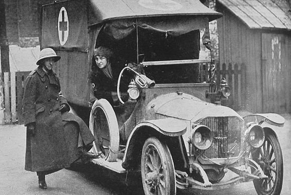 Members Of The First Aid Nursing Yeomanry Corps Learning To Drive Motor Ambulances