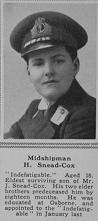 Snead-Cox H A Midshipman H.M.S. Indefatigable Royal Navy The Sphere 29th July 1916