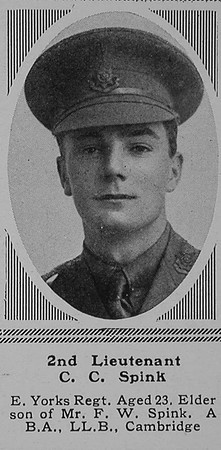 Spink C C 2nd Lt 10th East Yorkshire Regiment The Sphere 25th Aug 1916