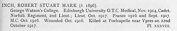 Inch R S M Lt MC Norfolk Regiment Obit