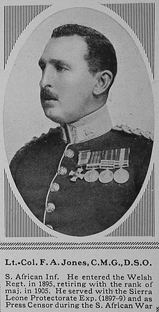 Jones F A Lt Col CMG DSO Welsh Regiment