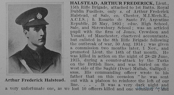 Halstead A F Lt 15th Rifle Brigade Obit Part 1