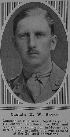 Sayres H W Captain 1st Attd 2nd Lancashire Fusiliers The Sphere 14th Oct 1916
