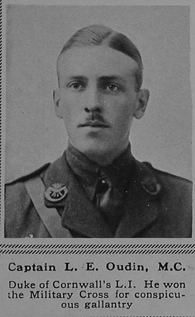 Oudin L E Captain MC 7th Duke of Cornwall's Light Infantry The Sphere 21st Oct 1916