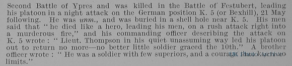 Thompson J A M Lt 10th Canadian Expeditonary Force Obit Part 2