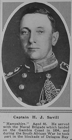 Savill H J Captain H.M.S. Hampshire Royal Navy The Sphere 22nd July 1916